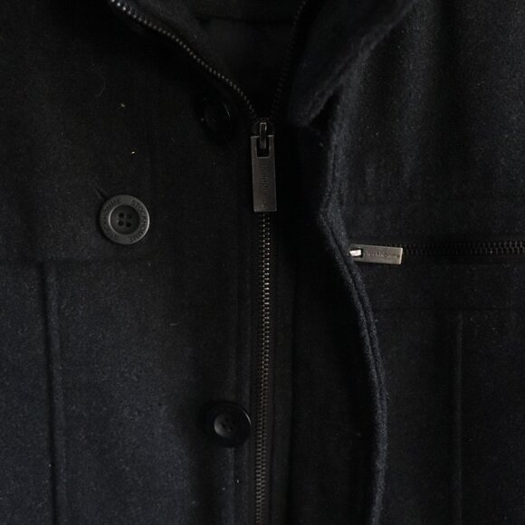Black Label Mens Black Sz 40 Stockhomme Full Zip Buttoned Wool Blend Lined Coat - Picture 6 of 14